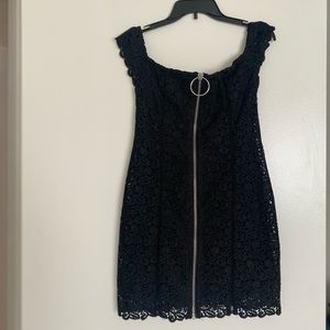 Mango black mini dress with front zipper
